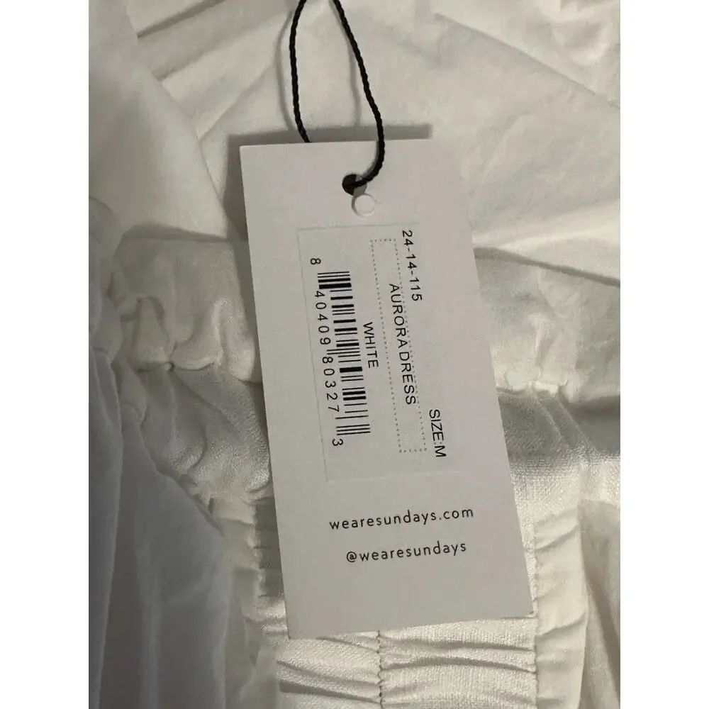 NWT Anthropologie We Are Sundays Aurora Linen Mini Dress White Ruffle Backless - Picture 3 of 12